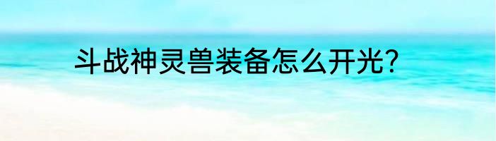 斗战神灵兽装备怎么开光？
