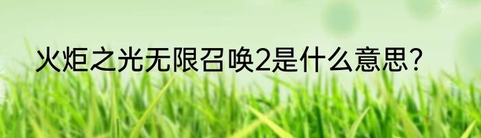 火炬之光无限召唤2是什么意思？