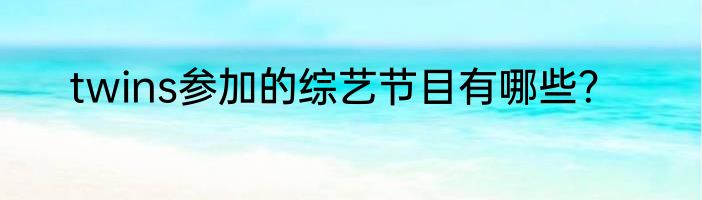 twins参加的综艺节目有哪些？