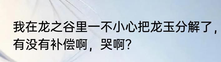 我在龙之谷里一不小心把龙玉分解了，有没有补偿啊，哭啊？