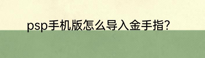 psp手机版怎么导入金手指？