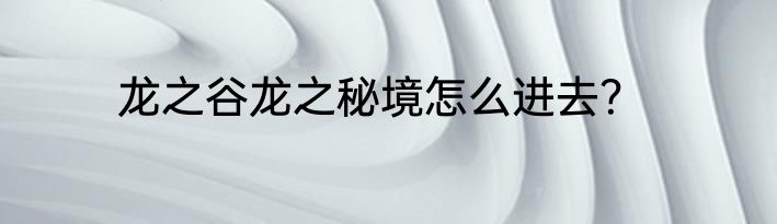 龙之谷龙之秘境怎么进去？