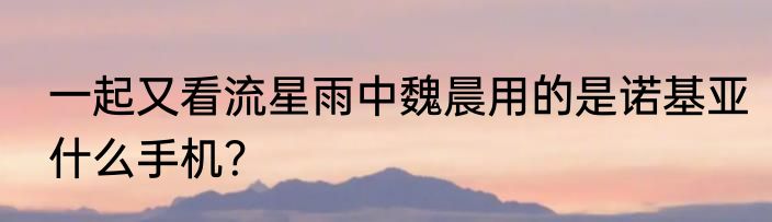 一起又看流星雨中魏晨用的是诺基亚什么手机？