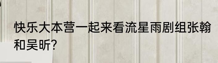 快乐大本营一起来看流星雨剧组张翰和吴昕？