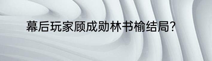 幕后玩家顾成勋林书榆结局？