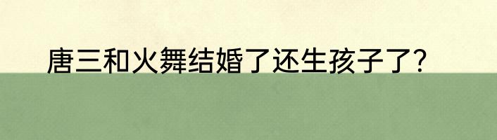 唐三和火舞结婚了还生孩子了？