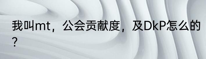 我叫mt，公会贡献度，及DkP怎么的？