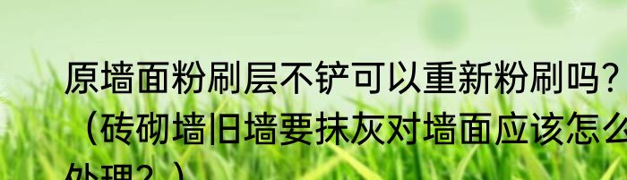 原墙面粉刷层不铲可以重新粉刷吗？（砖砌墙旧墙要抹灰对墙面应该怎么处理？）