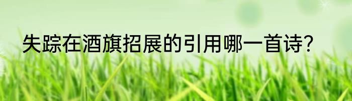 失踪在酒旗招展的引用哪一首诗？