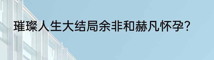 璀璨人生大结局余非和赫凡怀孕？