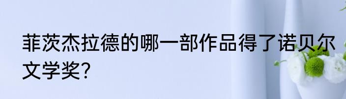 菲茨杰拉德的哪一部作品得了诺贝尔文学奖？