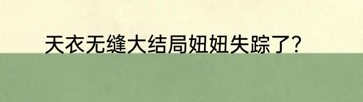 天衣无缝大结局妞妞失踪了？