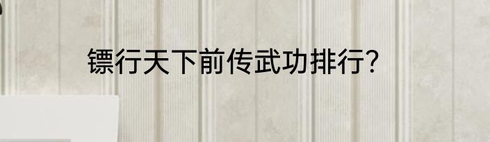 镖行天下前传武功排行？