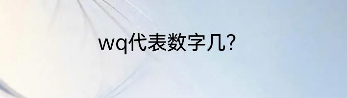 wq代表数字几？