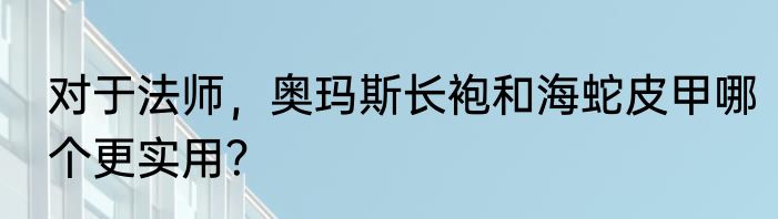 对于法师，奥玛斯长袍和海蛇皮甲哪个更实用？