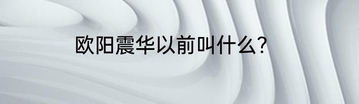 欧阳震华以前叫什么？