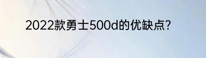 2022款勇士500d的优缺点？