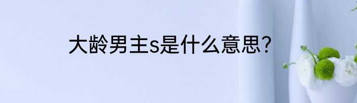 大龄男主s是什么意思？