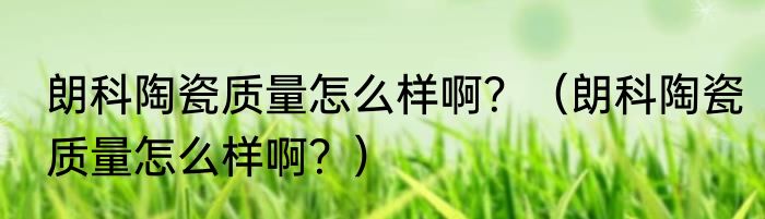 朗科陶瓷质量怎么样啊？（朗科陶瓷质量怎么样啊？）