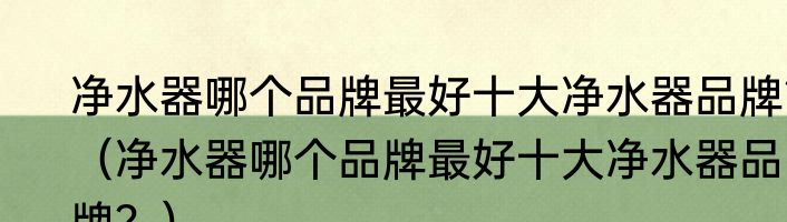 净水器哪个品牌最好十大净水器品牌？（净水器哪个品牌最好十大净水器品牌？）