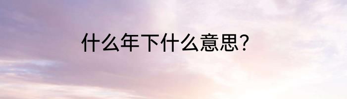 什么年下什么意思？