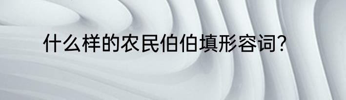 什么样的农民伯伯填形容词？