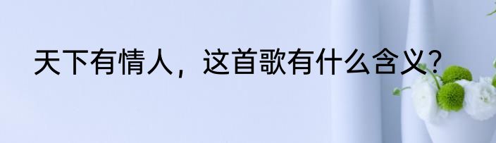 天下有情人，这首歌有什么含义？