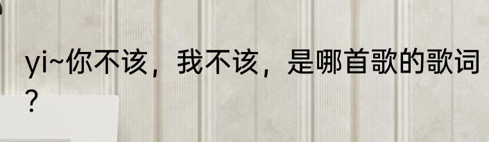 yi~你不该，我不该，是哪首歌的歌词？