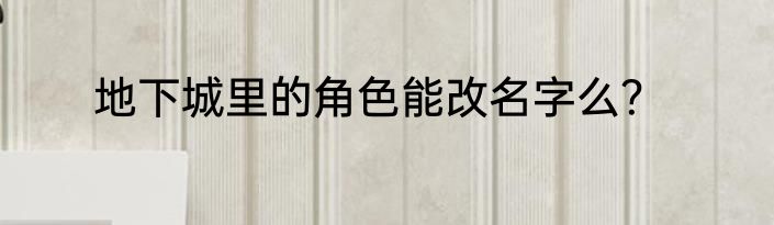 地下城里的角色能改名字么？