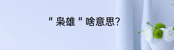 ＂枭雄＂啥意思？