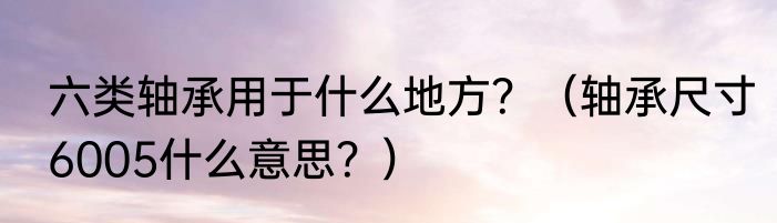 六类轴承用于什么地方？（轴承尺寸6005什么意思？）