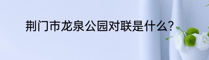 荆门市龙泉公园对联是什么？
