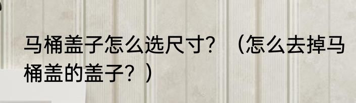 马桶盖子怎么选尺寸？（怎么去掉马桶盖的盖子？）