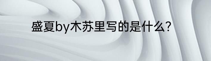 盛夏by木苏里写的是什么？