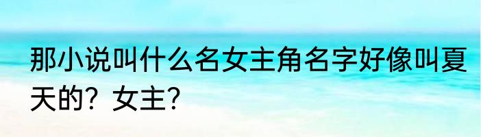 那小说叫什么名女主角名字好像叫夏天的？女主？