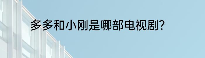多多和小刚是哪部电视剧？