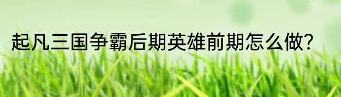 起凡三国争霸后期英雄前期怎么做？