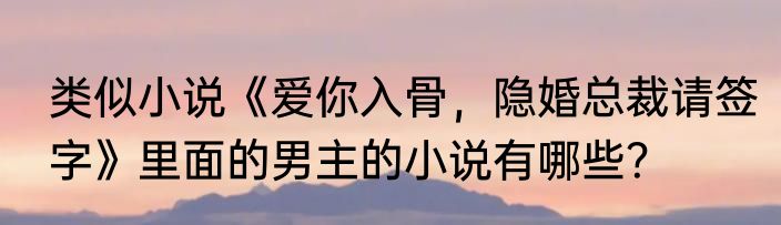 类似小说《爱你入骨，隐婚总裁请签字》里面的男主的小说有哪些？