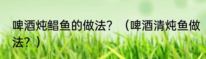 啤酒炖鲳鱼的做法？（啤酒清炖鱼做法？）