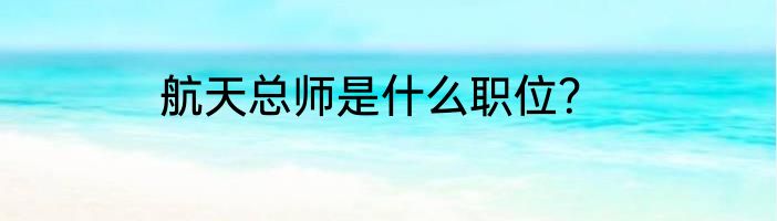 航天总师是什么职位？