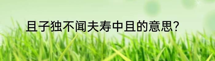 且子独不闻夫寿中且的意思？