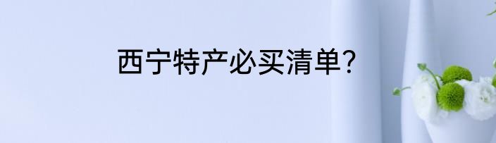 西宁特产必买清单？