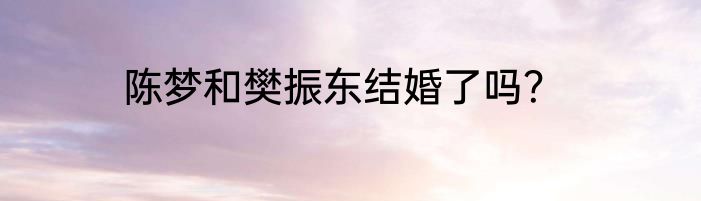 陈梦和樊振东结婚了吗？