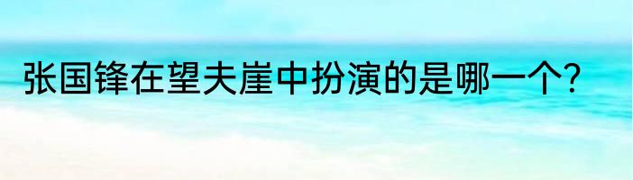 张国锋在望夫崖中扮演的是哪一个？