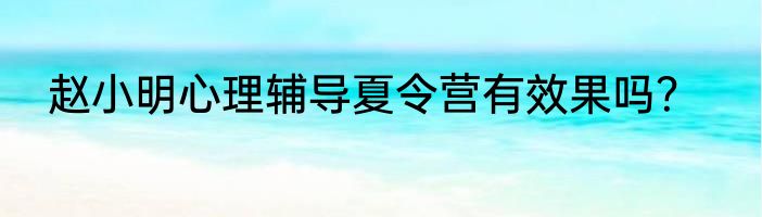 赵小明心理辅导夏令营有效果吗？