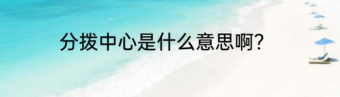 分拨中心是什么意思啊？
