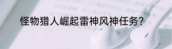 怪物猎人崛起雷神风神任务？