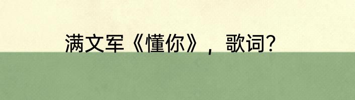 满文军《懂你》，歌词？