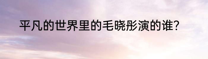 平凡的世界里的毛晓彤演的谁？