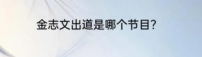 金志文出道是哪个节目？